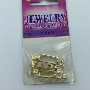 Package of 8 Gold Plated 1 Inch Pin Backs