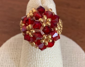 Swarovski Crystal Seed Bead Dome Ring