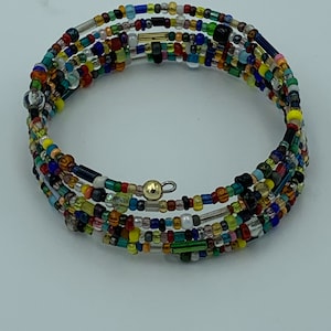 Mixed Seed Bead Memory Wire Bracelet