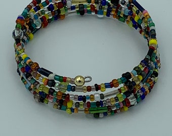 Mixed Seed Bead Memory Wire Bracelet