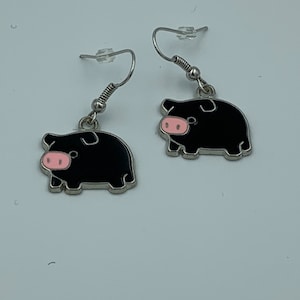 Zinc Alloy Enameled Pig Charm Earrings