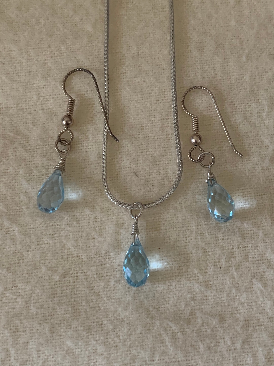 Swiss Blue Topaz and Sterling Silver Necklace and Earrings Set - Etsy