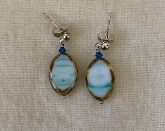 Blue Dangle Beaded Earrings