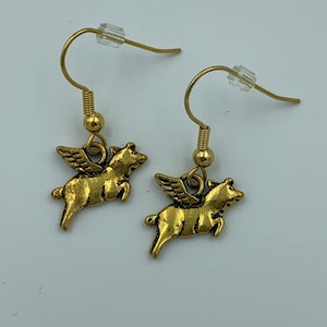 Flying Pig Charm Earrings