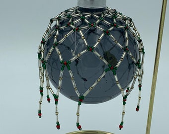 Spider Web Seed Bead Christmas Ornament Cover