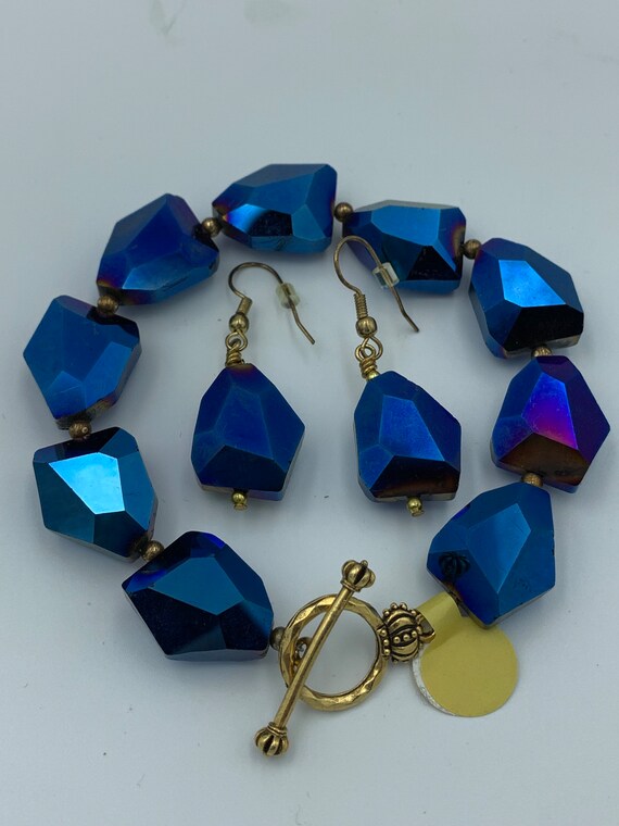 Polygon Glass Beaded Bracelet And Earrings Set