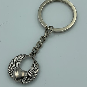 Heart and Wings Stainless Steel Keychain