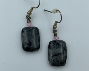 Black Labradorite Beaded Earrings