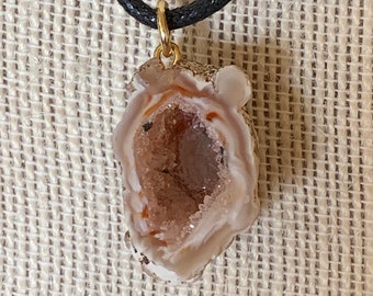 Pink Geode Pendant Necklace