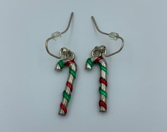 Colorful Candy Cane Charm Earrings