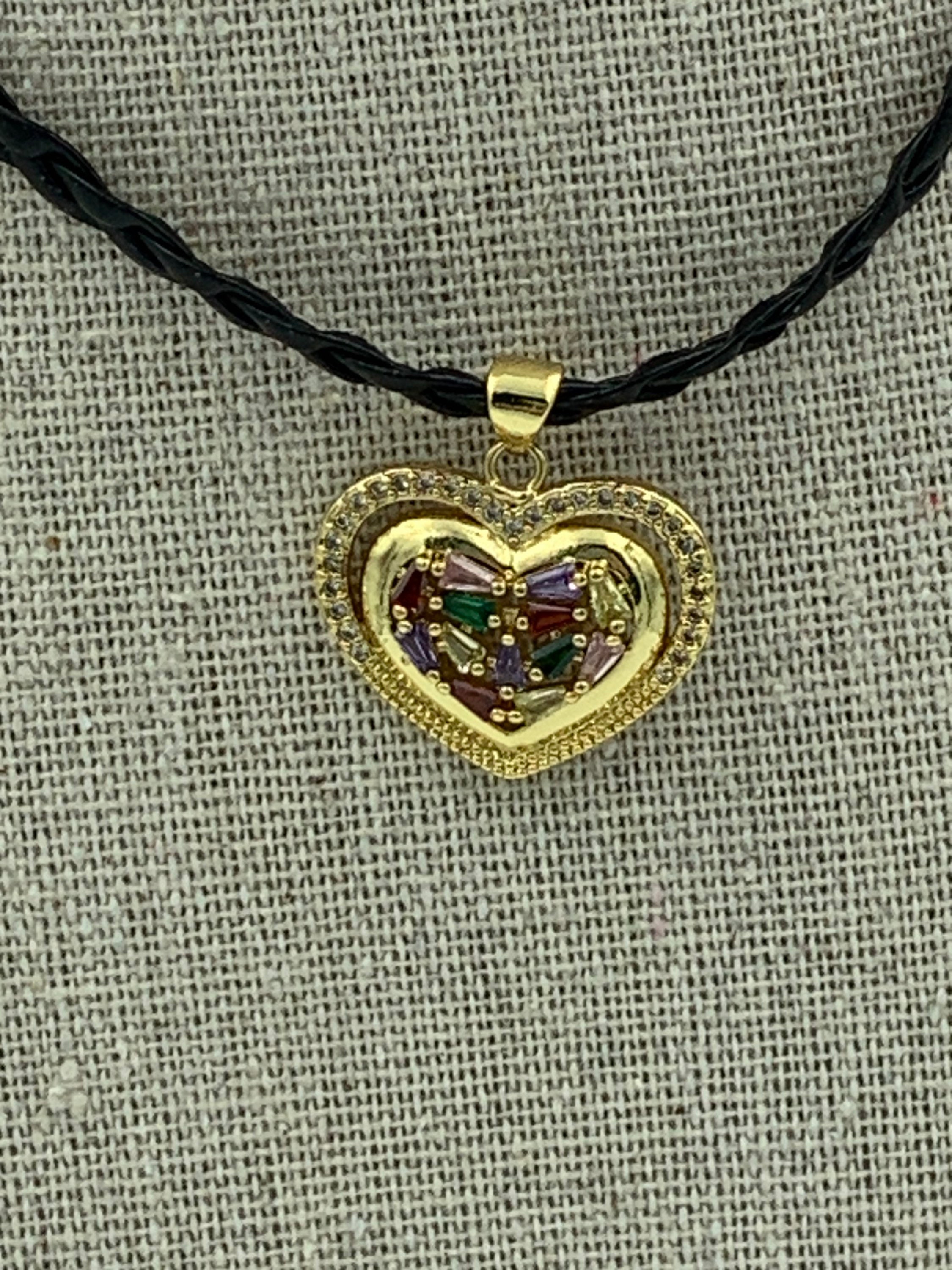 Collier Plaqué Or Pendentif Cœurs Zircons Transformable - Occasion, Bijou Doré