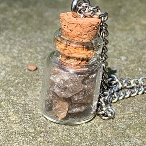 Smokey Quartz Fragments in a Bottle Pendant Necklace
