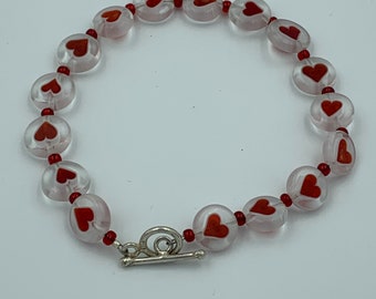 Glass Beaded Heart Bracelet