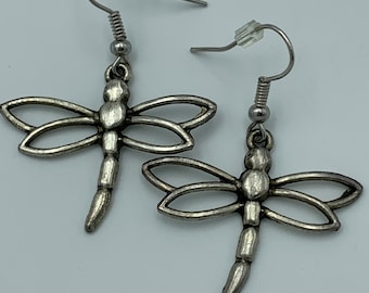 Stainless Steel Dragonfly Charm Earrings