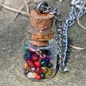 Recycled Beads in a Bottle Pendant Necklace