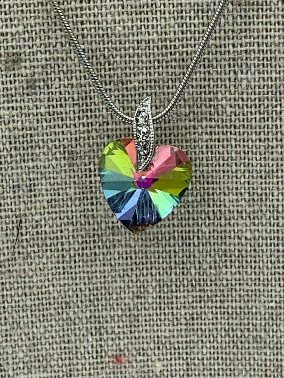 Multi Coloured Heart Necklace 16inch Montana Sapphire 16 Stone Heart Pendant main image 3