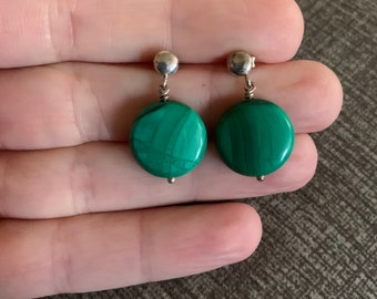 Malachite and Sterling Silver Post Earrings