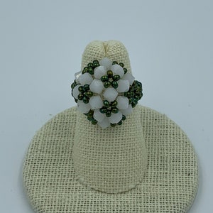 Swarovski Crystal Seed Bead Dome Ring (Snow Drop)