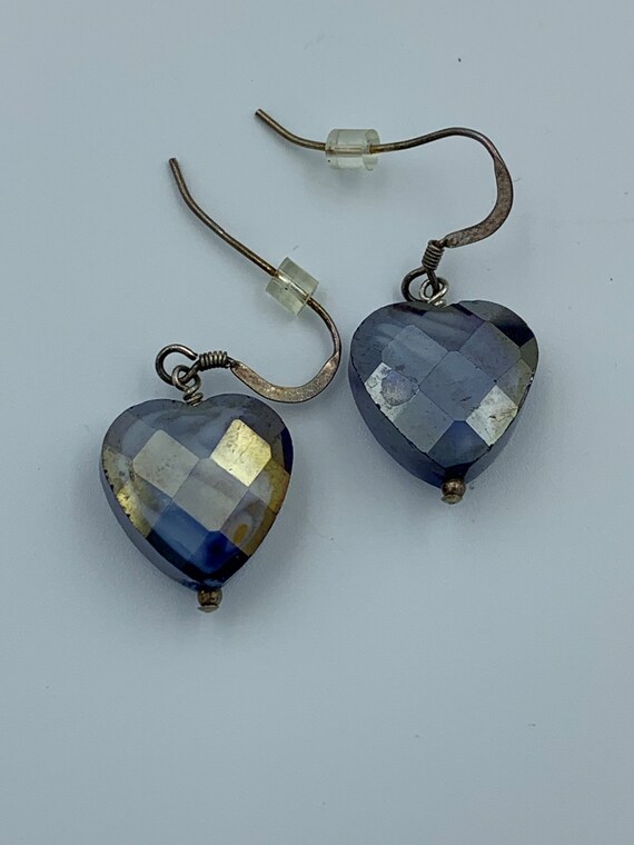Boucles D'oreilles Cœurs Violets En Argent 925 - Avec Un Poussoir à Changer (défaut Signalé)