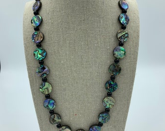 Collana di perline in abalone e onice da 22 pollici