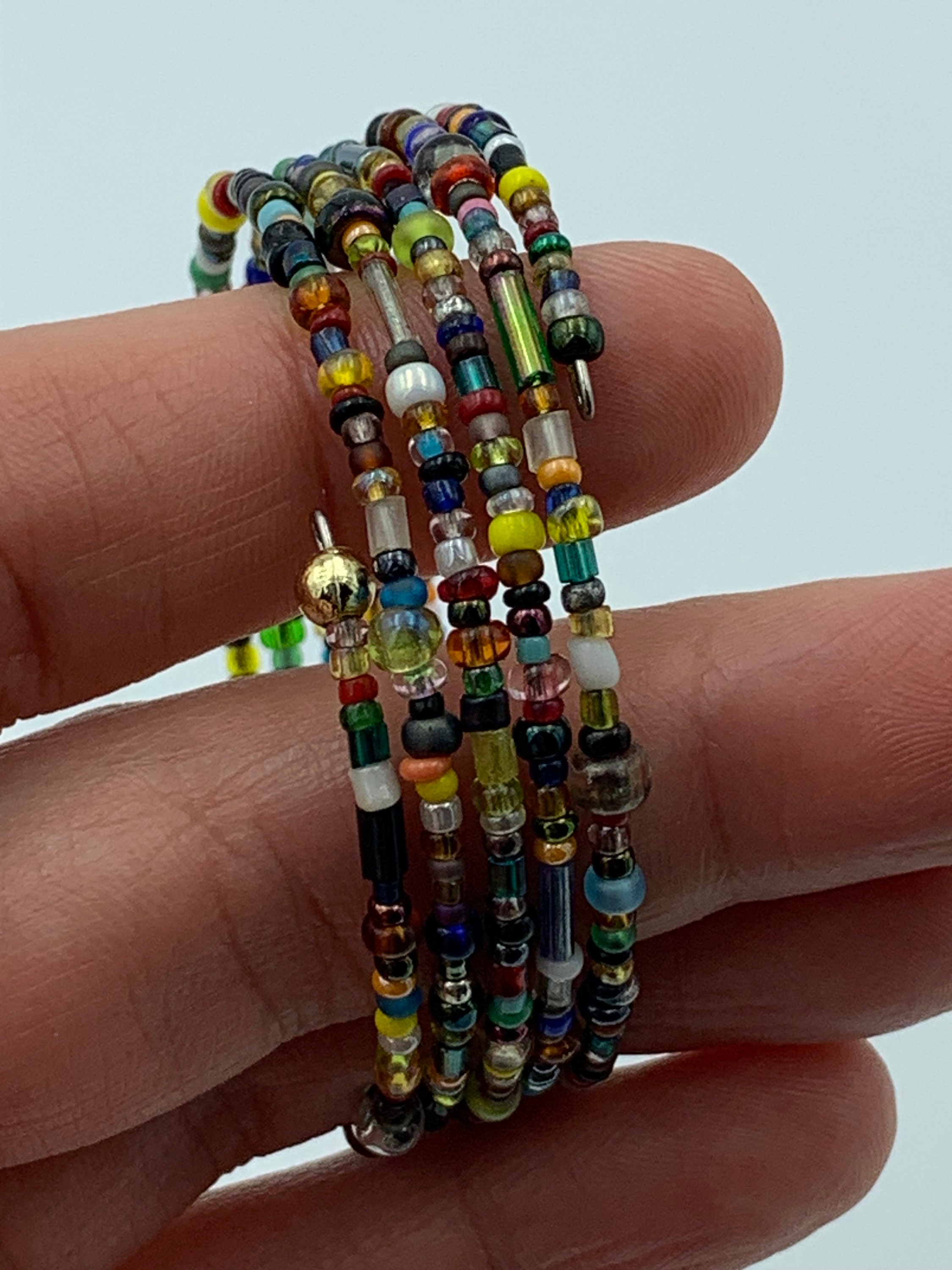 Mixed Seed Bead Memory Wire Bracelet - Etsy