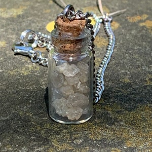 Raw Clear Quartz in a Bottle Pendant Necklace