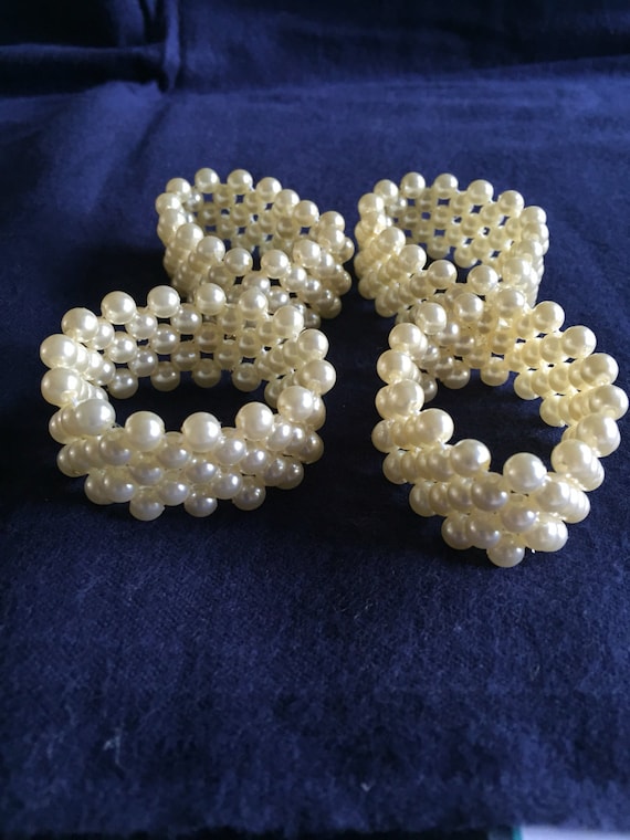 Pearl Napkin Rings yellow Set of 4 Etsy