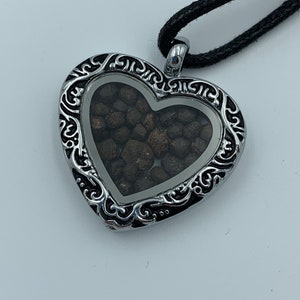 Worn Almandine Garnets in A Heart Locket 24 Inch Pendant Necklace
