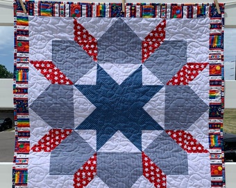 Handmade,pieced Star baby Quilt