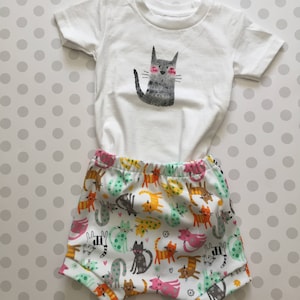 Baby Shorts Set, Infant Short Set, Baby Shorts Outfit, shorties, knit shorts with hand stenciled matching T-shirt