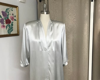 silver satin blouse