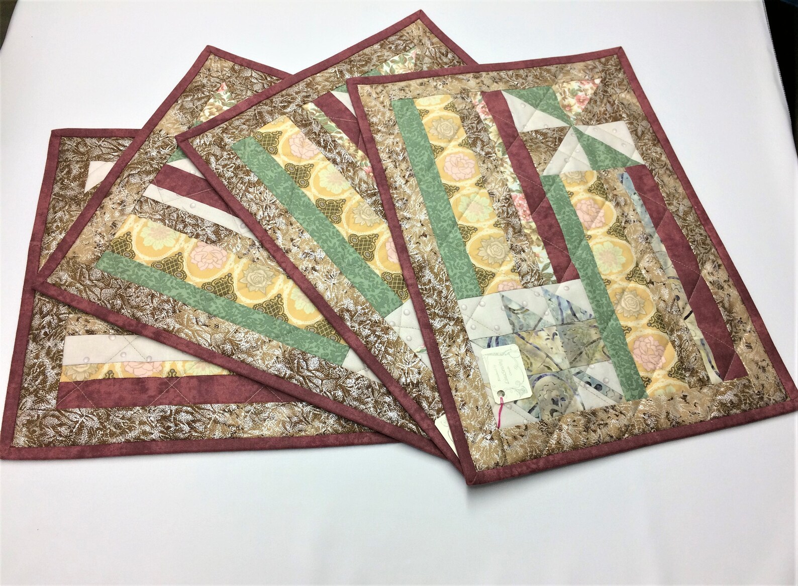 Handmade Quilted Placemats Set, Set of Four Quilted Placemats