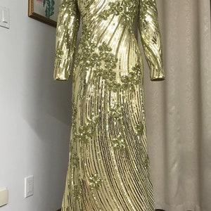 green emerald velvet dress Gold Sequin Mother of Bride & Groom Dress Flutter Sleeves main image 1