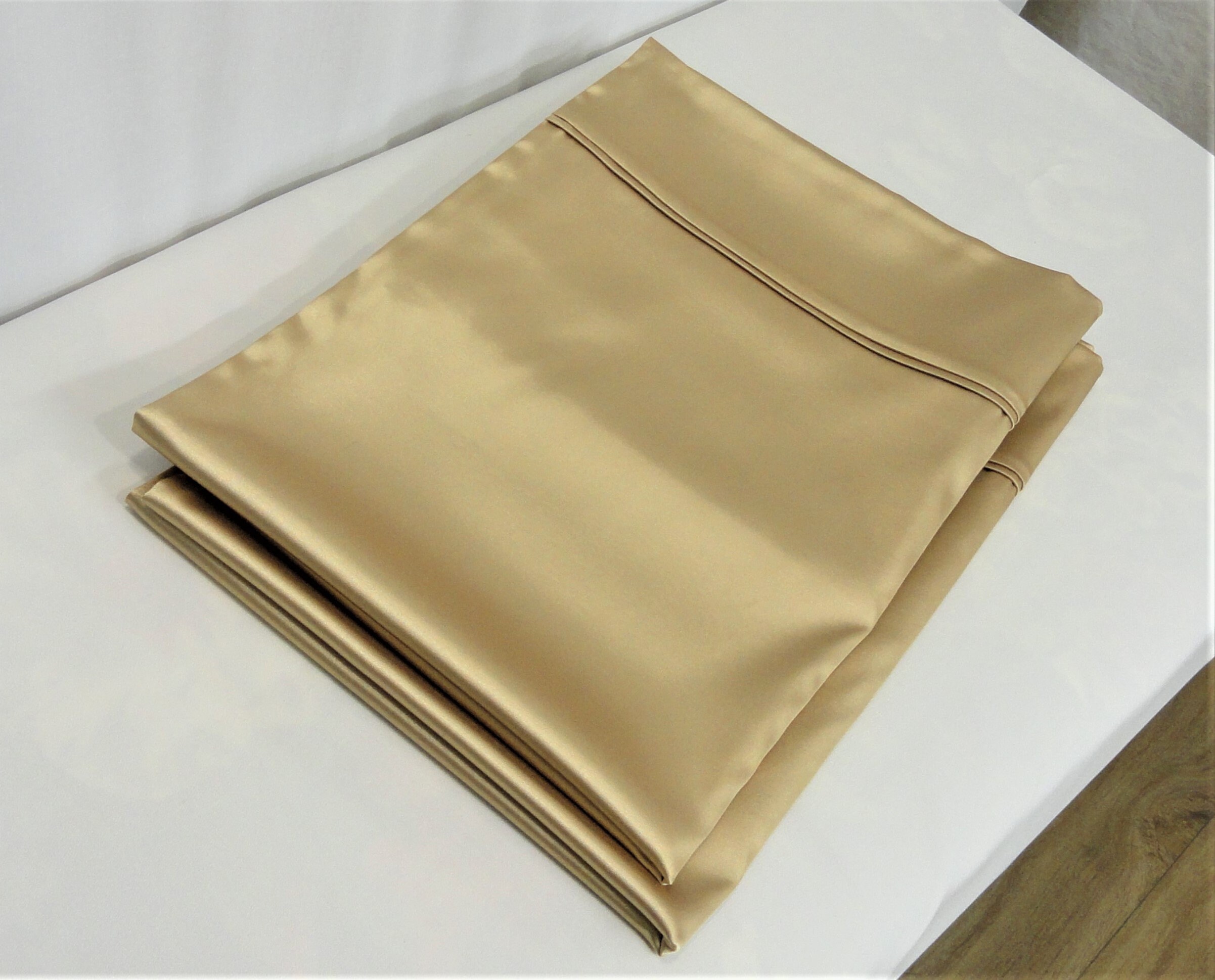 Set of Two Gold Satin Pillowcases Luxurious Satin Shams Set Etsy