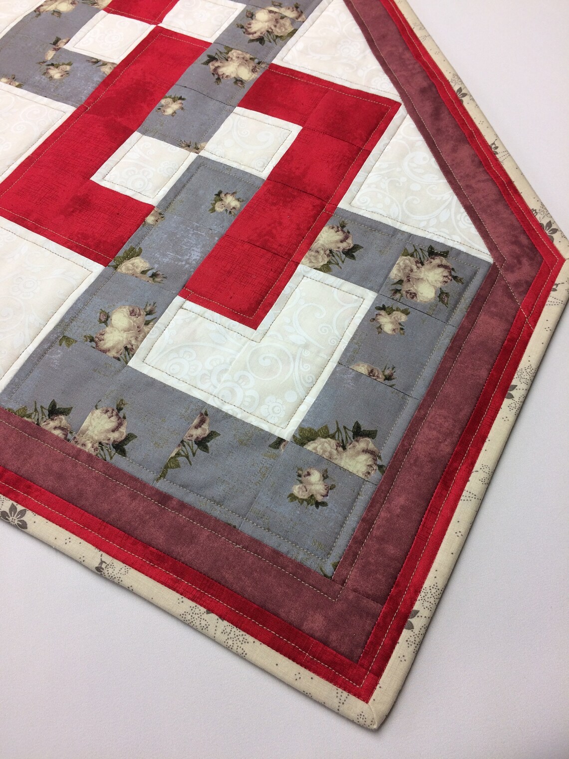 Interlocking Squares Table Runner Quilted Table Runner Etsy Canada