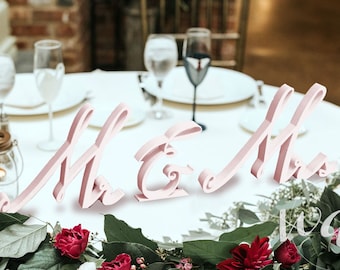 Mr & Mrs Sign 6in Blush Satin, Sweetheart table head table decor sweetheart table sign sweetheart table sweetheart table ideas