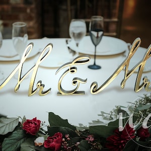 Mr & Mrs Sign 6in. Gold Calligraphy Sweetheart Table, decor sweetheart table, centerpiece, wedding decorations, wedding decor, wedding table