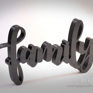 Family Sign, 6in. Black, Sweetheart Table wedding reception centerpiece centerpiece, wedding decorations, wedding decor, mr and mrs sign