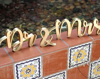 Dr and Mrs Sign, 5in. Gold Metallic Vintage Script, Sweetheart table, wedding table, centerpiece, wedding decorations, wedding decor