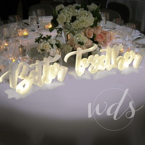 Better Together Lighted Sign 5&quot;, w/LED TEALIGHTS, Sweetheart table decor, sweetheart table sign, Mr and Mrs, light up sign , wedding decor