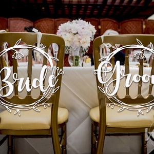 Bride Groom Chair Signs, 12in. Sketch Hand Drawn 3D wedding reception sweetheart table decor calligraphy sign, Cheap Shipping!