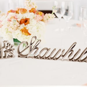 Mr and Mrs Sign Custom Family Name 4in. gold sweetheart table decor, centerpiece, head table, centerpiece, wedding decoration, wedding decor