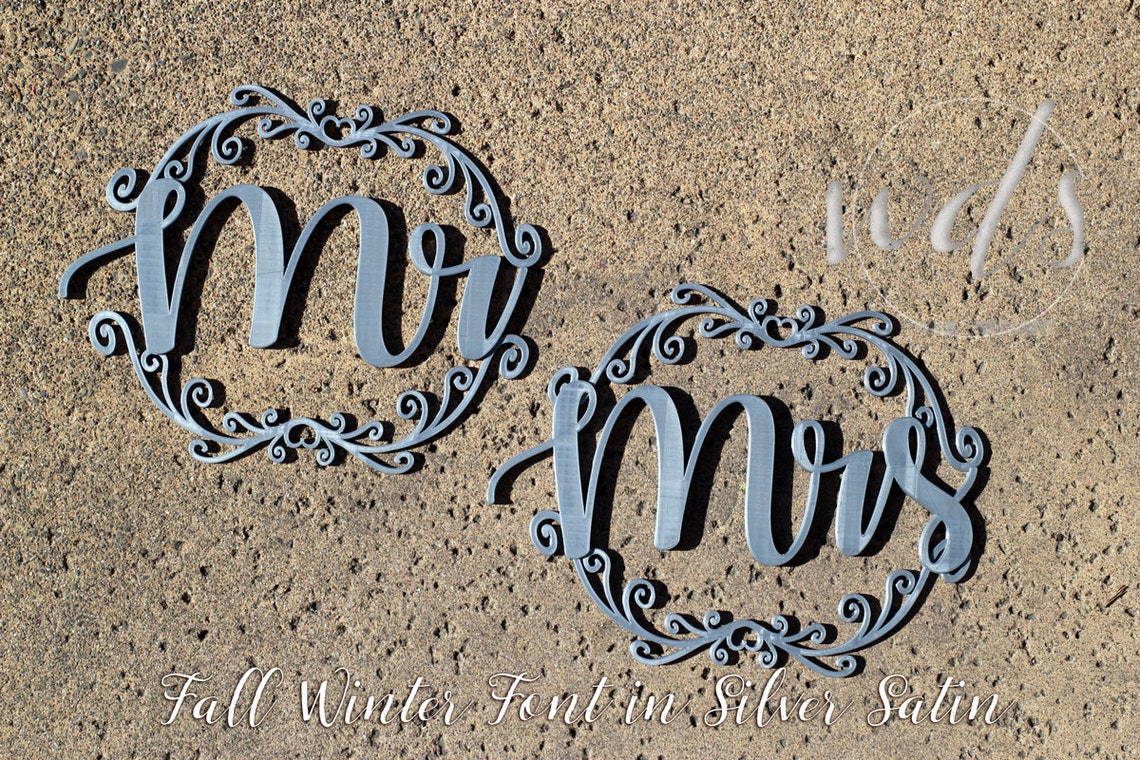 Mr &amp; Mrs Chair Signs 12in. Scroll Hand Drawn 3D Wedding | Etsy
