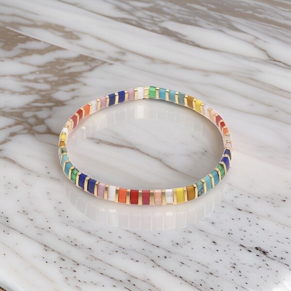 Tila bead rainbow color bracelet in gift box nicely packaged from Carmel by the Sea California