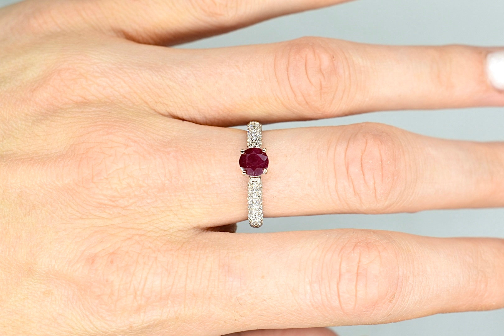 Eternal Passion: 14K Ruby Diamond Ring - Genuine Ruby - 14K White Gold ...