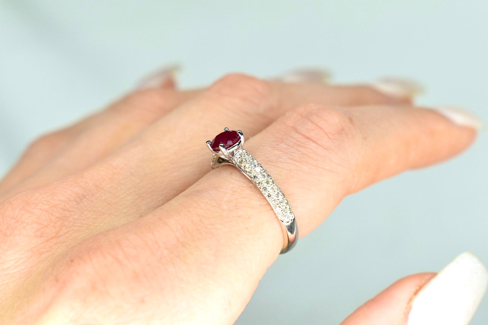 Eternal Passion: 14K Ruby Diamond Ring - Genuine Ruby - 14K White Gold ...