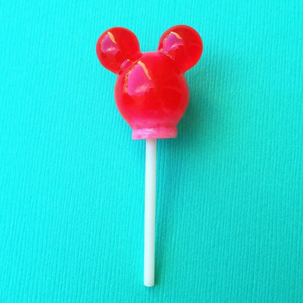 Handmade "Lollipop Mickey" Red Mickey Mouse Head Inspired Resin Lollipop Balloon Brooch