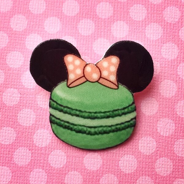 Handmade "Macaron Minnie" Minnie Mouse Mint and Pink Macaroon Brooch - Disney Paris
