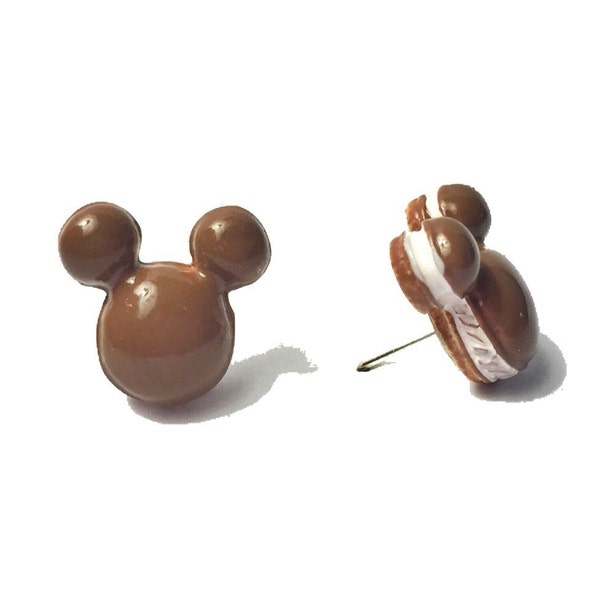 SALE Handmade "Macaron Mickey" Chocolate Brown Mickey Mouse Disney Paris Macaroon Inspired Earrings