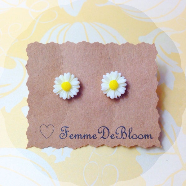 Handmade "Darling Daisy" Dainty White Daisy Earrings